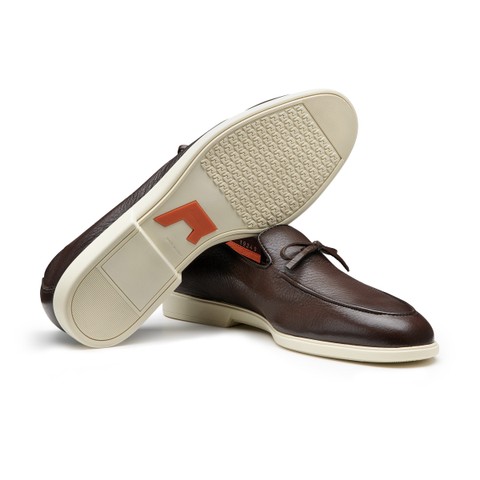 Men's dark brown leather loafer - Santoni - 3