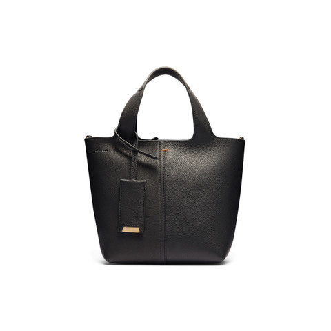 Schwarze Handtasche aus getrommeltem Leder - Santoni - 1