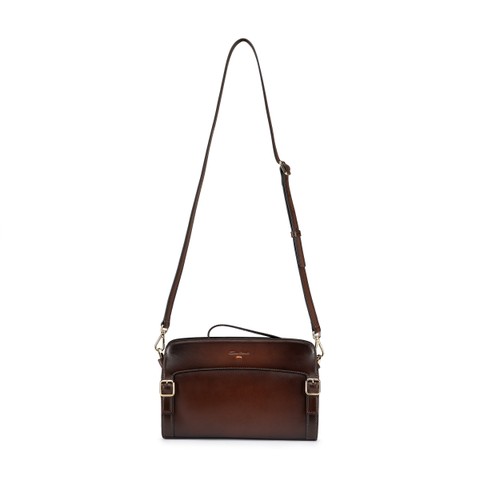 Pochette bandouli&egrave;re en cuir marron fonc&eacute; - Santoni - 3