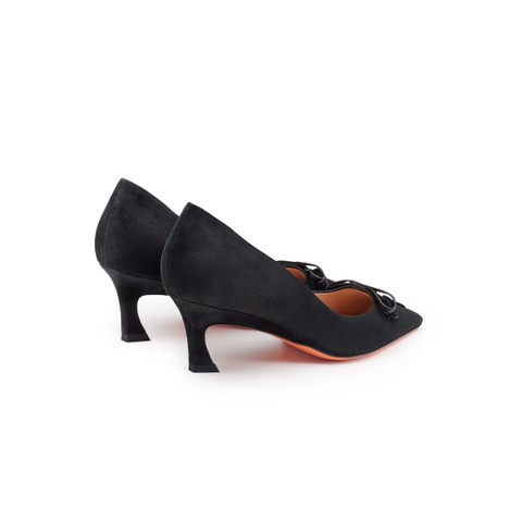 Women's black suede mid-heel pump - Santoni - 3