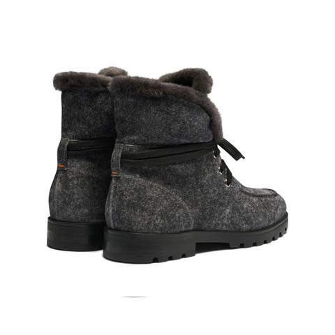 Women's grey suede ankle boot with fur - Santoni - 3