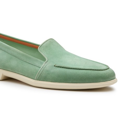 حذاء لوفر نسائي من جلد السويد بلون أخضر - Santoni - 5
