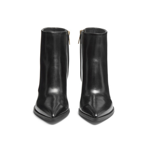 Women's black leather mid-heel ankle boot - Santoni - 4