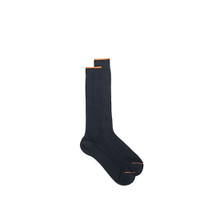 Blue Filo di Scozia mercerised cotton crew socks - Santoni - 1