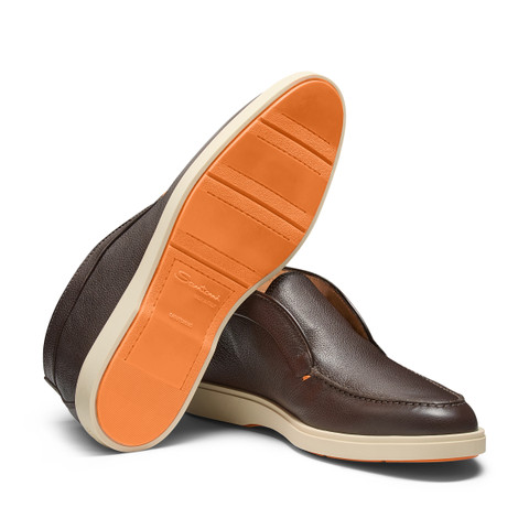 Men's dark brown tumbled leather desert boot - Santoni - 4