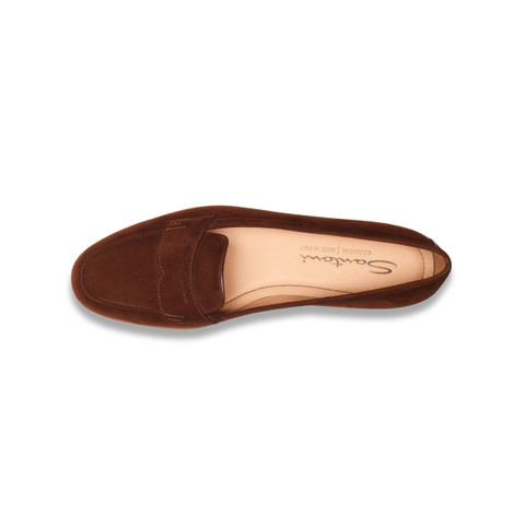 Women's dark brown suede Carla loafer - Santoni - 5