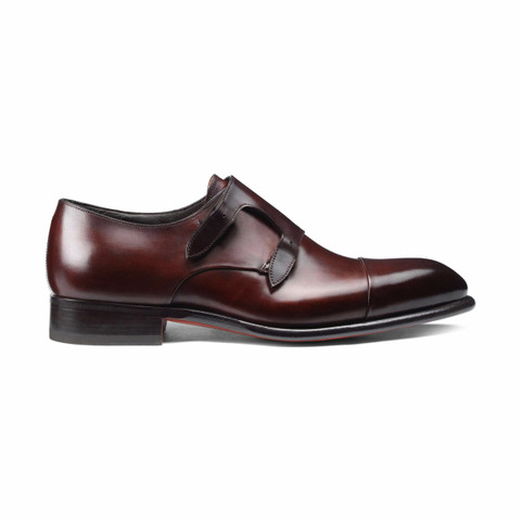 Men's red leather double-buckle shoe - Santoni - 1