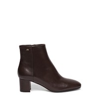 Women's dark brown leather mid-heel ankle boot - Santoni - 1
