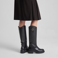 Women's black leather Easy boot - Santoni - 2