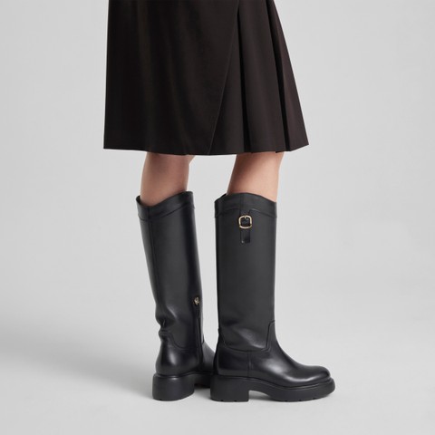 Women's black leather Easy boot - Santoni - 2