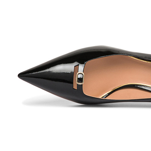 Women's black patent leather mid-heel pump - Santoni - 6