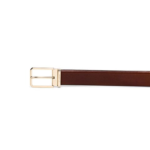 Men&rsquo;s polished brown leather adjustable belt - Santoni - 2