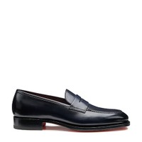 Men's blue leather penny loafer - Santoni - 1