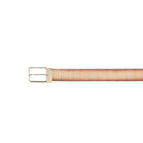 Brown alligator nubuck belt - Santoni - 2