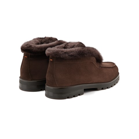 Stivaletto desert con pelliccia da donna in suede testa di moro - Santoni - 3