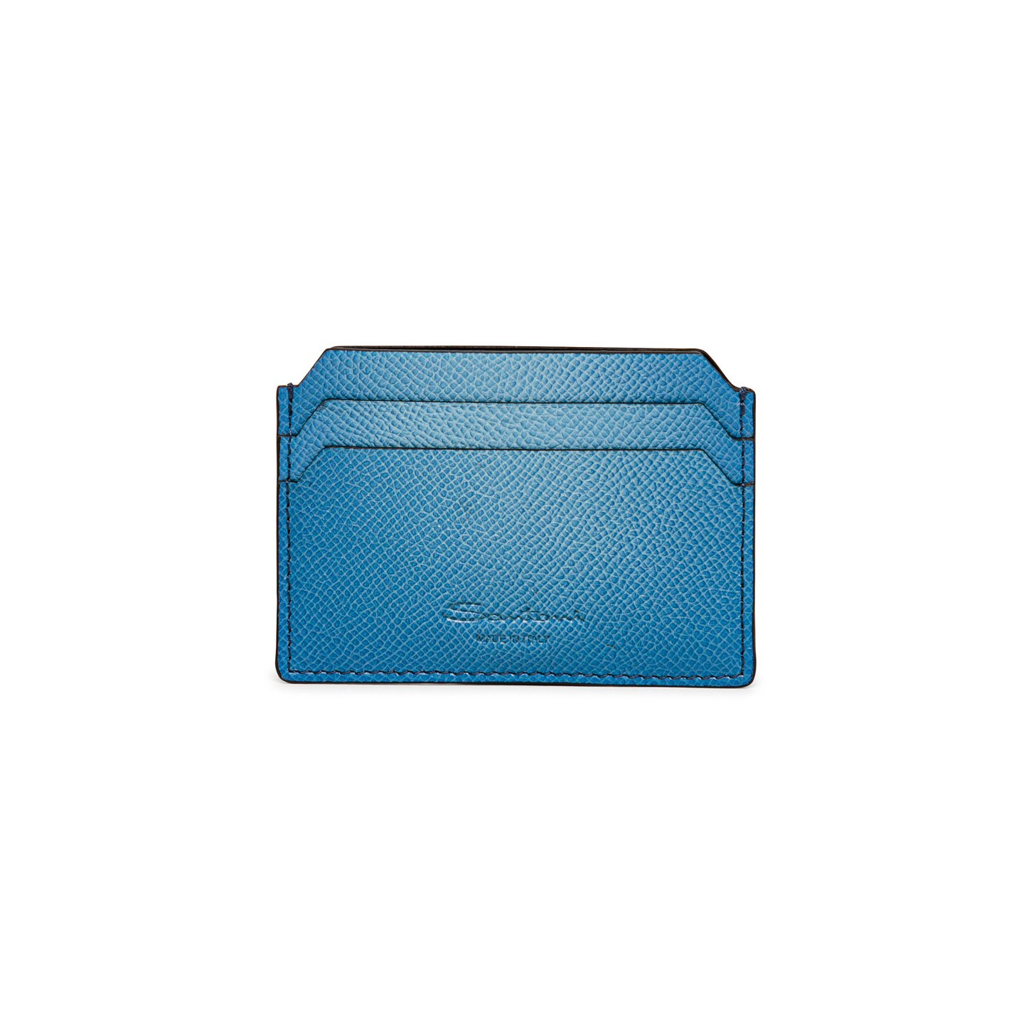 Santoni Porta carte di credito in saffiano azzurro
