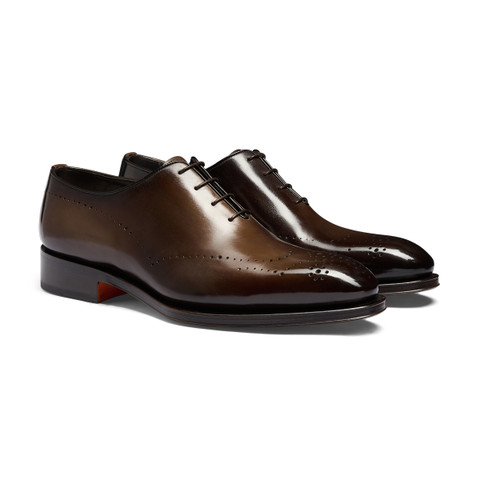 Men's dark brown leather Oxford shoe - Santoni - 3