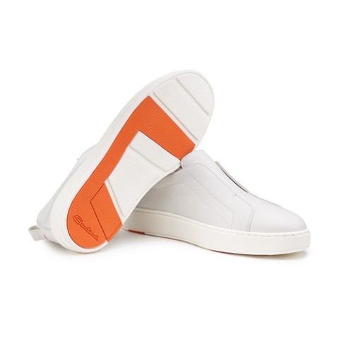 Men's white leather slip-on sneaker - Santoni - 2