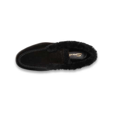 Stivaletto desert con pelliccia da donna in suede nero - Santoni - 4