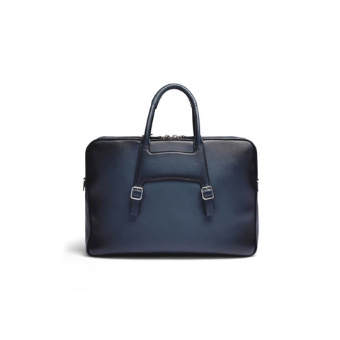 Blue leather laptop bag - Santoni - 4