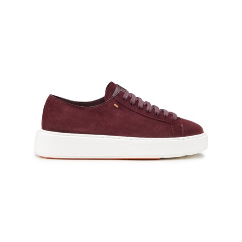 Women's burgundy suede sneaker - Santoni - 1