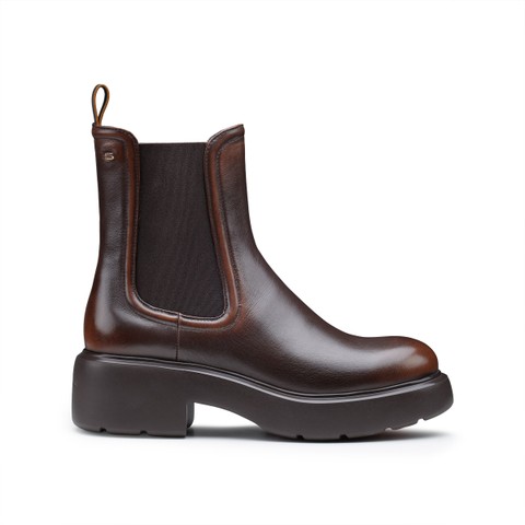 Women's dark brown leather Easy ankle boot - Santoni - 1