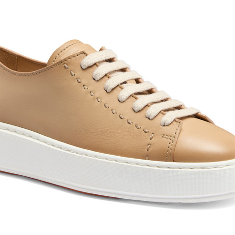 Women's light brown leather sneaker - Santoni - 6