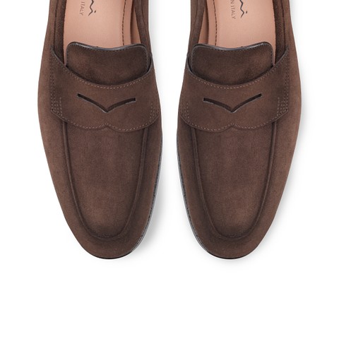 Women's dark brown suede Carla loafer