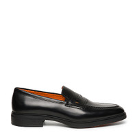 Men's black leather Easy penny loafer - Santoni - 1
