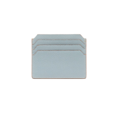 Light blue tumbled leather credit card holder - Santoni - 2