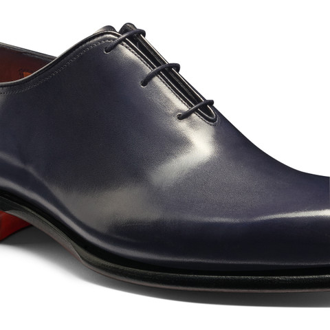 Men's blue leather Oxford shoe - Santoni - 5