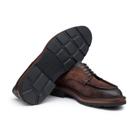 Men's dark brown suede Derby shoe - Santoni - 3