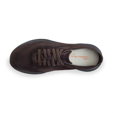 Men's dark brown suede Easy Bounce sneaker - Santoni - 5