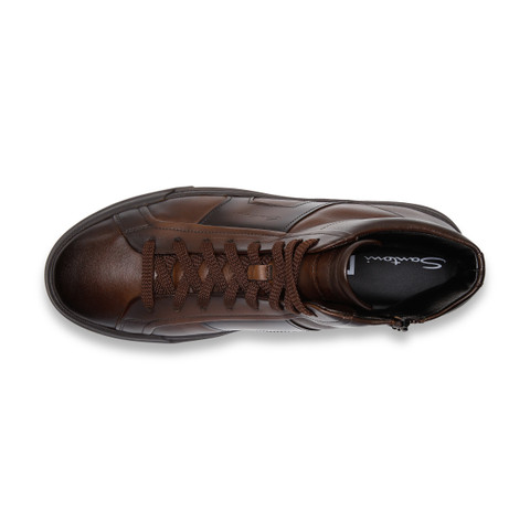 Men's dark brown leather Double Buckle Sneaker - Santoni - 5