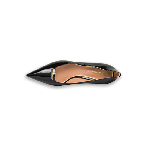 Women's black patent leather mid-heel pump - Santoni - 5