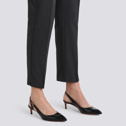 Women's black leather mid-heel slingback - Santoni - 2