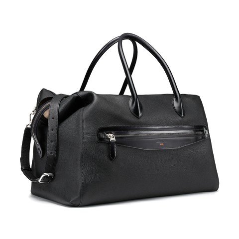 Black tumbled leather weekend bag - Santoni - 2