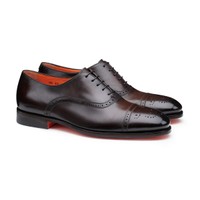 Men's dark brown leather brogue Oxford shoe - Santoni - 2
