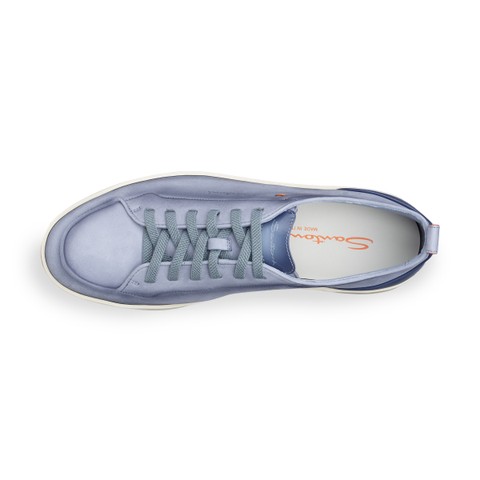 Men's light blue nubuck Santoni Off-duty sneaker - Santoni - 4