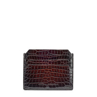 Dark brown alligator leather credit card holder - Santoni - 1