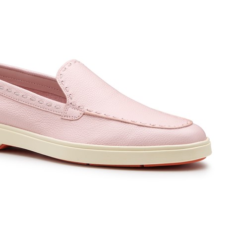 Rosafarbene Loafer f&uuml;r Damen aus Leder - Santoni - 5
