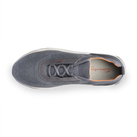 Men's light blue fabric and leather sneaker - Santoni - 4