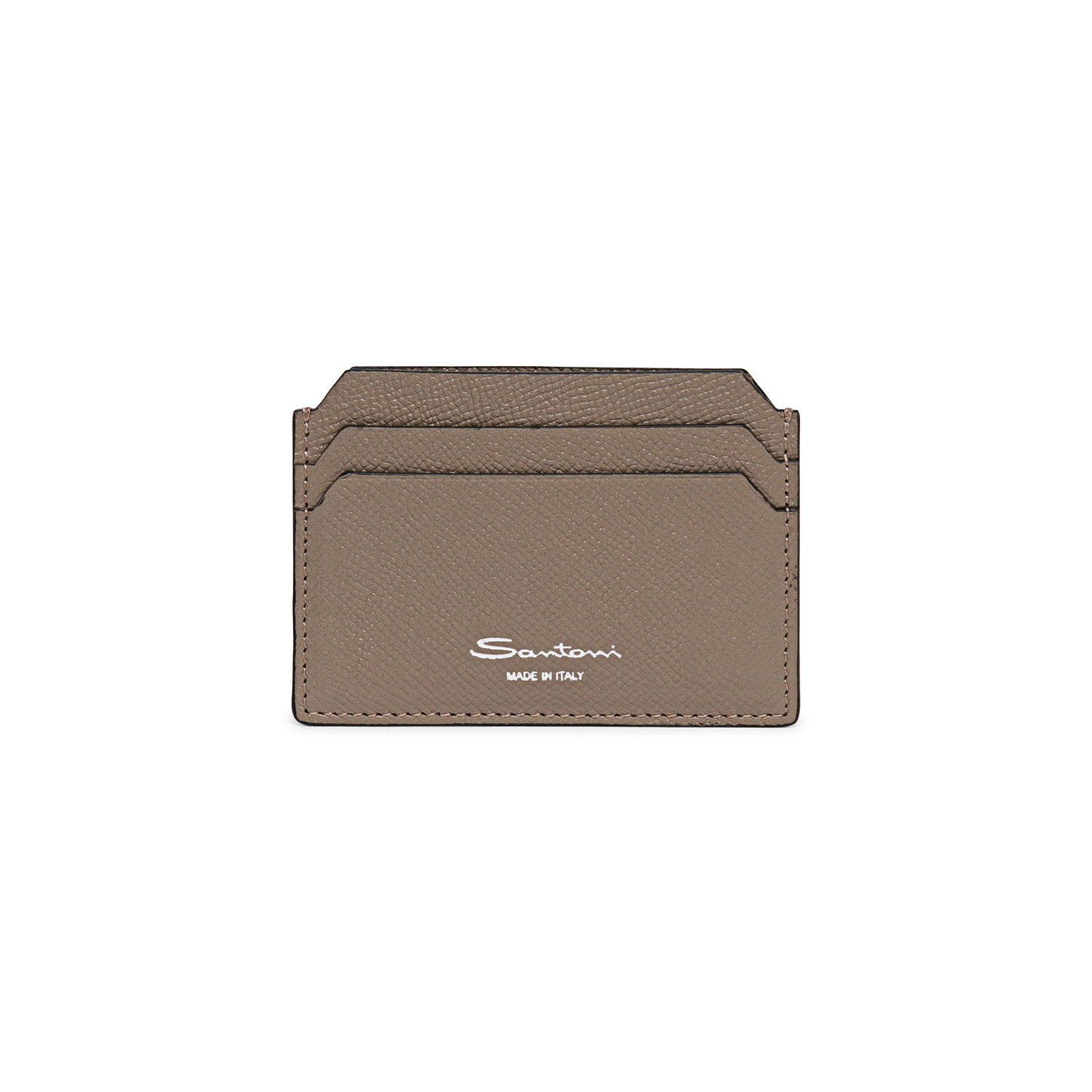 Santoni Porta carte di credito in saffiano beige