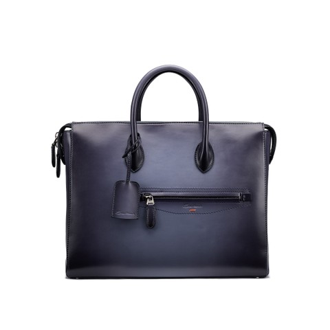Light blue leather laptop bag - Santoni - 1