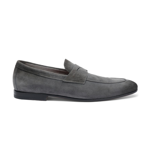 Men's grey suede Carlo loafer - Santoni - 1