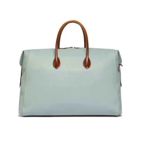 Sac de voyage en cuir foulonné bleu clair - Santoni - 3