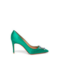 Women's green satin high-heel Santoni Sibille pump - Santoni - 1