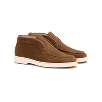 Stivaletto desert da donna in suede marrone chiaro - Santoni - 2