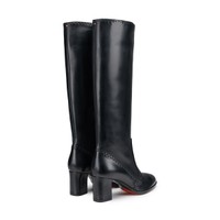 Women's black leather mid-heel boot - Santoni - 2
