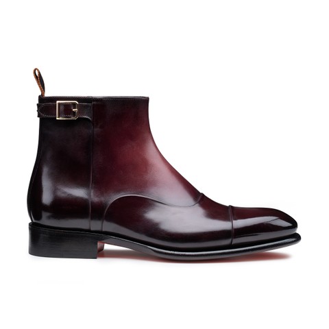 Men's burgundy leather ankle boot - Santoni - 1